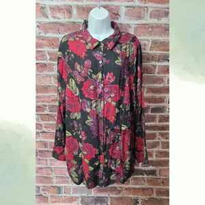 Women's WHITE STAG Floral Button Down Rayon Shirt 2X Size